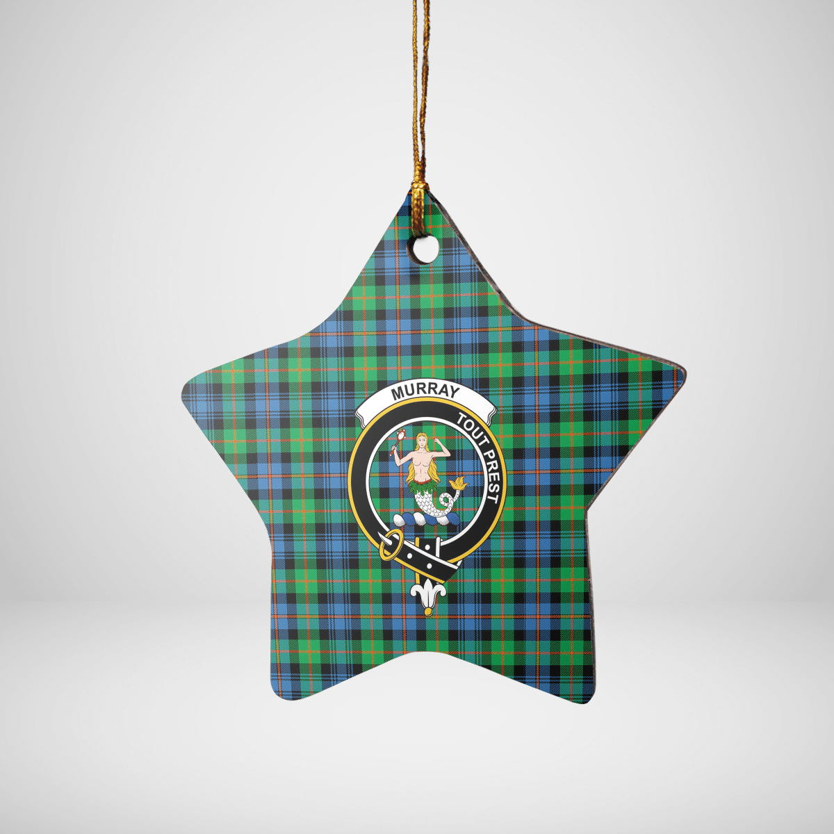 Clan Murray of Atholl Ancient Tartan Crest Star Ceramic Ornament PQ72 Murray of Atholl Ancient Tartan Tartan Christmas   