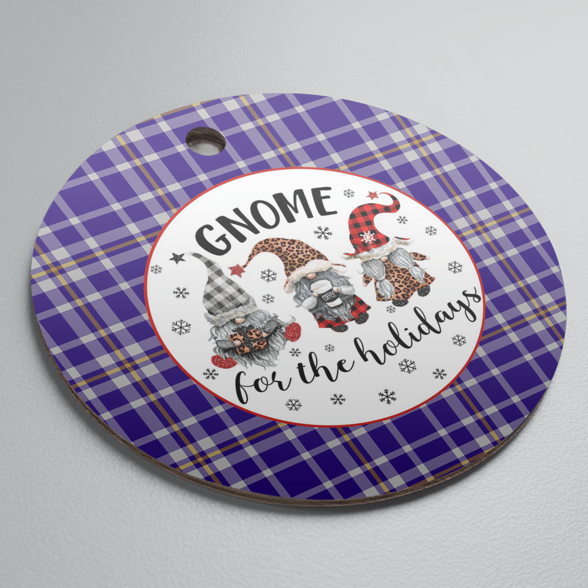 Clan Ochterlony Tartan Tartan Crest Gnome Round Ceramic Ornament IT87 Ochterlony Tartan Tartan Christmas   