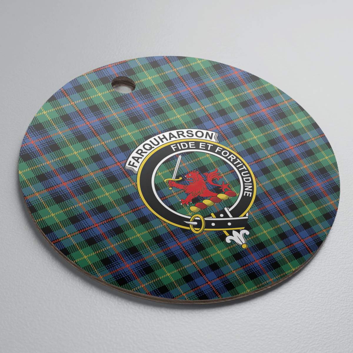 Clan Farquharson Ancient Tartan Crest Round Ceramic Ornament MD22 Farquharson Ancient Tartan Tartan Christmas   