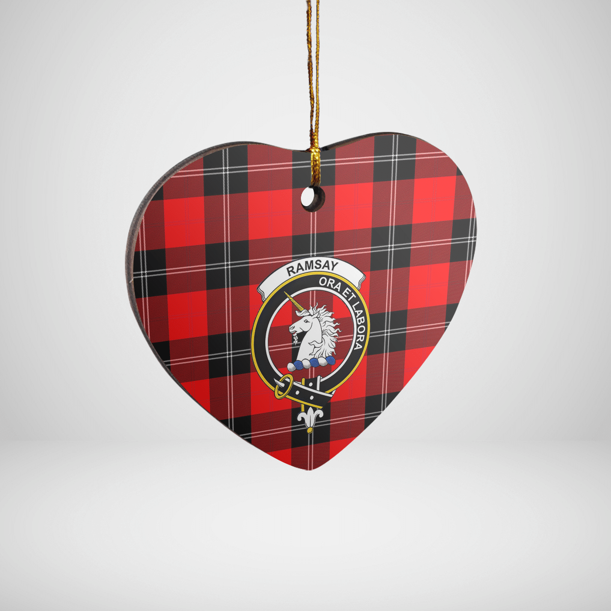 Clan Ramsay Modern Tartan Crest Heart Ceramic Ornament ZF62 Ramsay Modern Tartan Tartan Christmas   