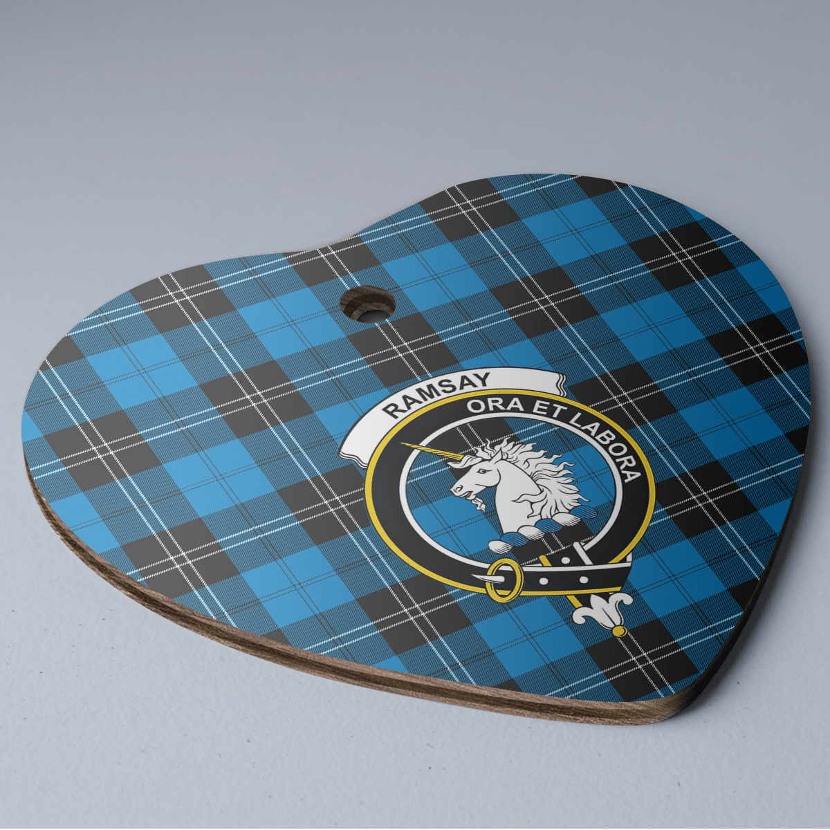 Clan Ramsay Blue Ancient Tartan Crest Heart Ceramic Ornament SL23 Ramsay Blue Ancient Tartan Tartan Christmas   