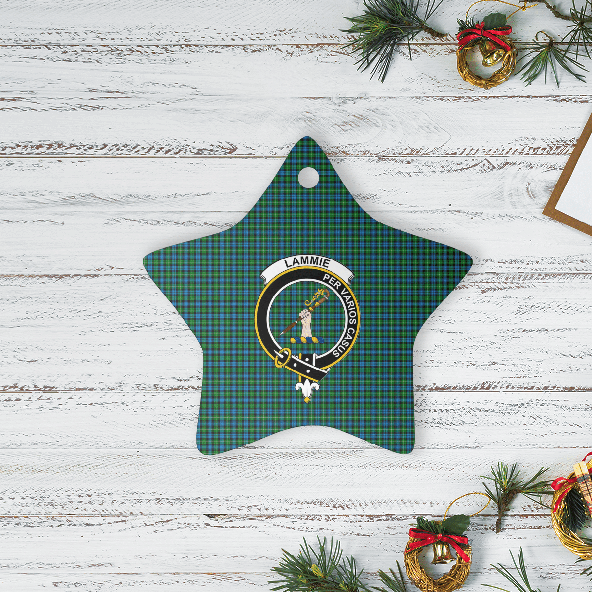 Clan Lammie Tartan Crest Star Ceramic Ornament OS99 Lammie Tartan Tartan Christmas   