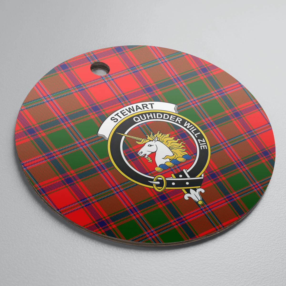 Clan Stewart of Appin Modern Tartan Crest Round Ceramic Ornament QT99 Stewart of Appin Modern Tartan Tartan Christmas   