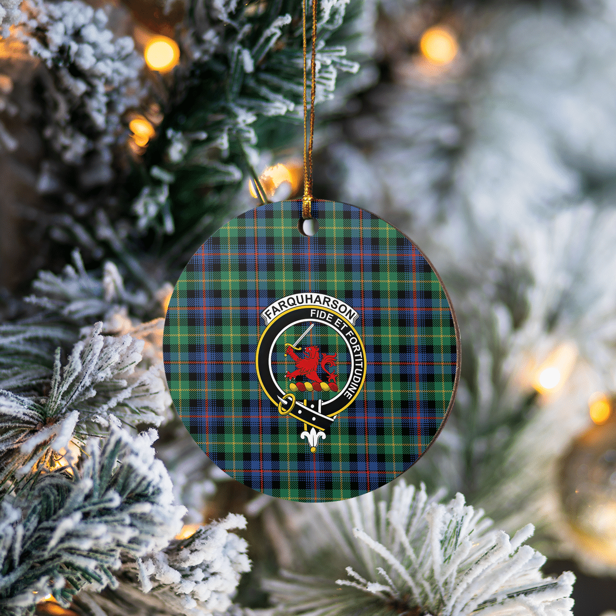 Clan Farquharson Ancient Tartan Crest Round Ceramic Ornament MD22 Farquharson Ancient Tartan Tartan Christmas   