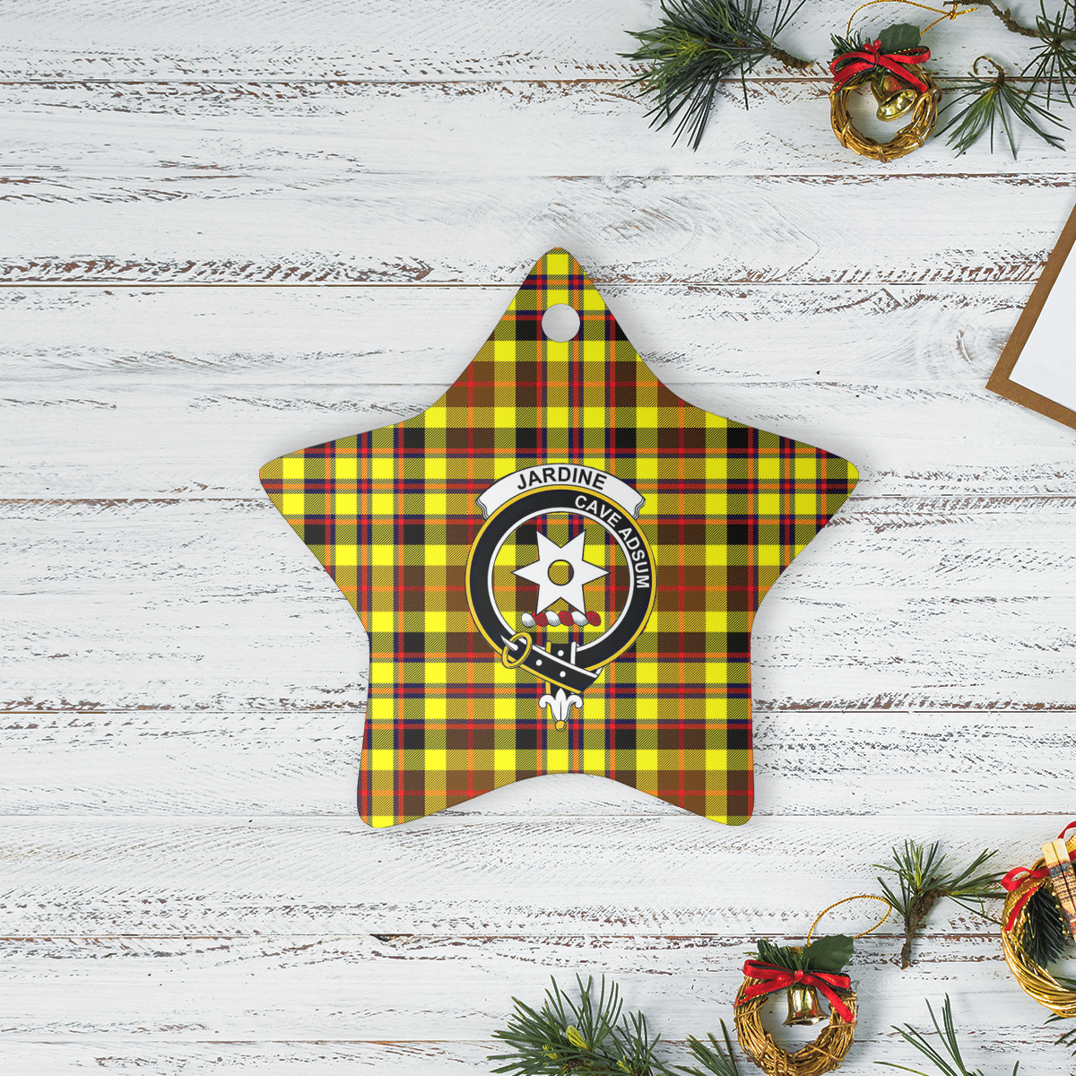 Clan Jardine Tartan Crest Star Ceramic Ornament BJ65 Jardine Tartan Tartan Christmas   