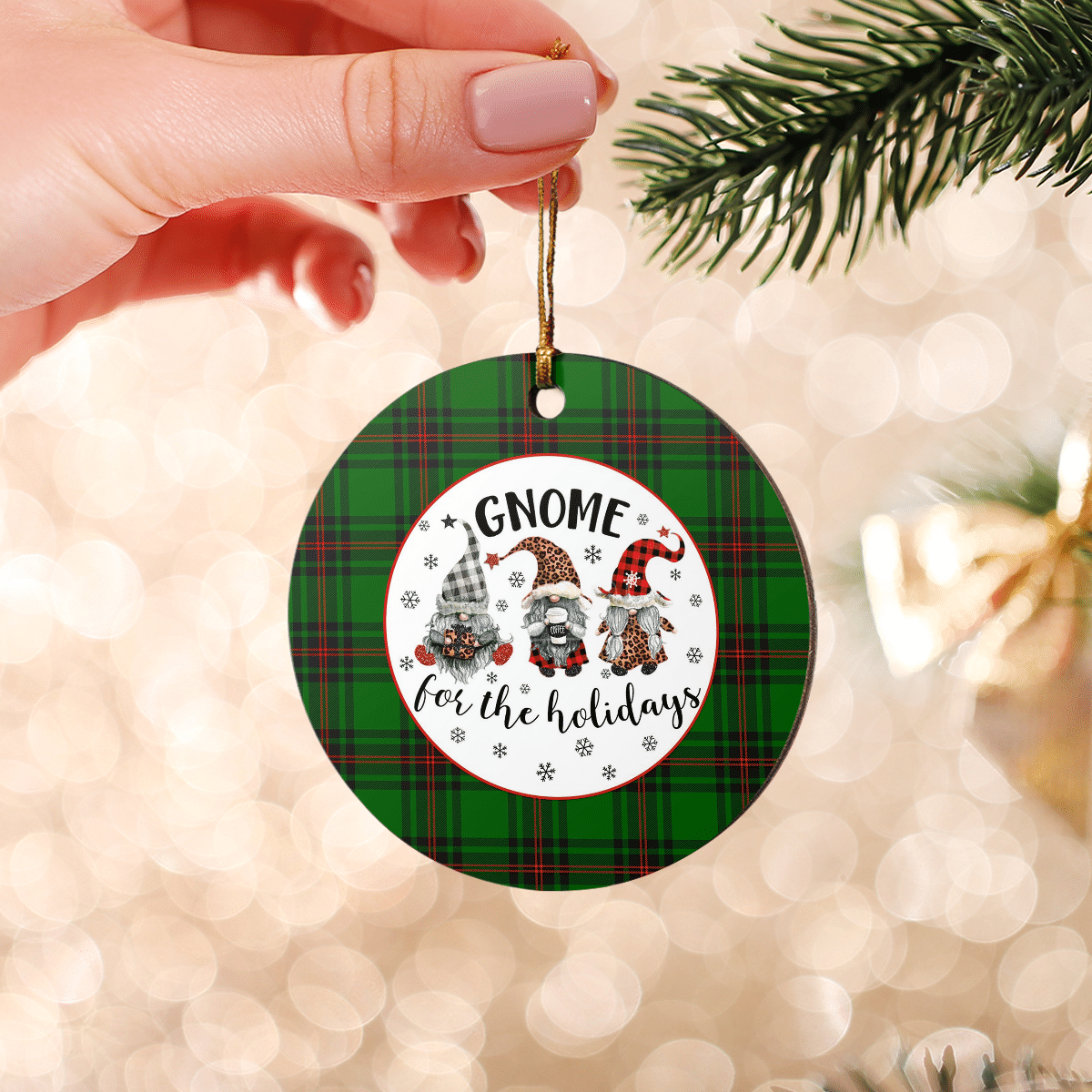 Clan Primrose (Fife) Tartan Tartan Crest Gnome Round Ceramic Ornament ZH32 Primrose (Fife) Tartan Tartan Christmas   