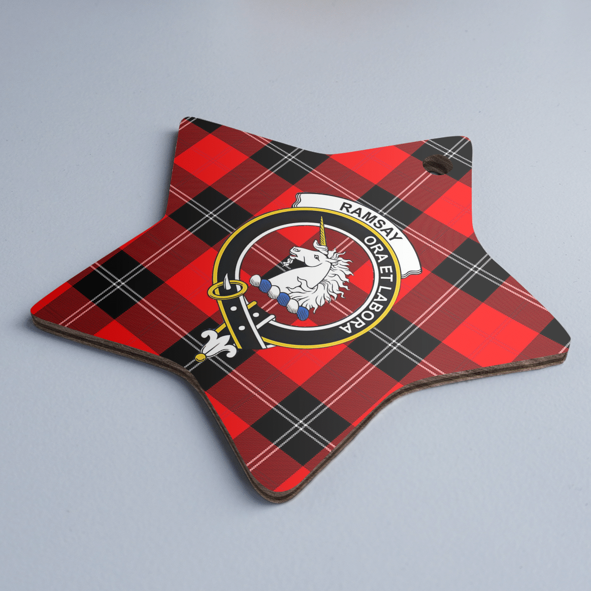 Clan Ramsay Modern Tartan Crest Star Ceramic Ornament KG99 Ramsay Modern Tartan Tartan Christmas   