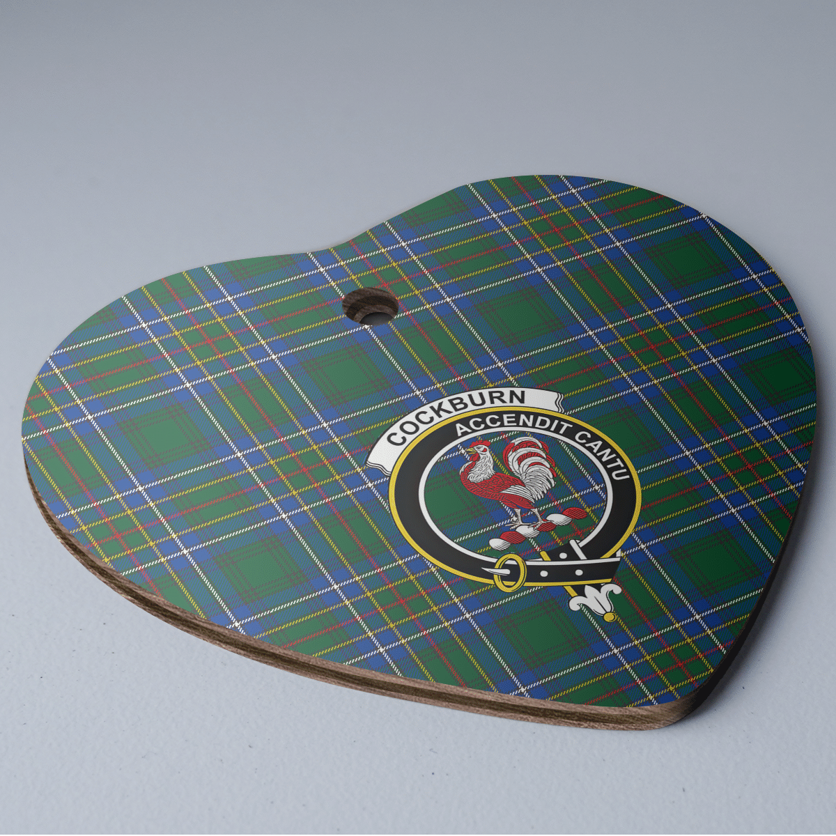 Clan Cockburn Ancient Tartan Crest Heart Ceramic Ornament OL27 Cockburn Ancient Tartan Tartan Christmas   