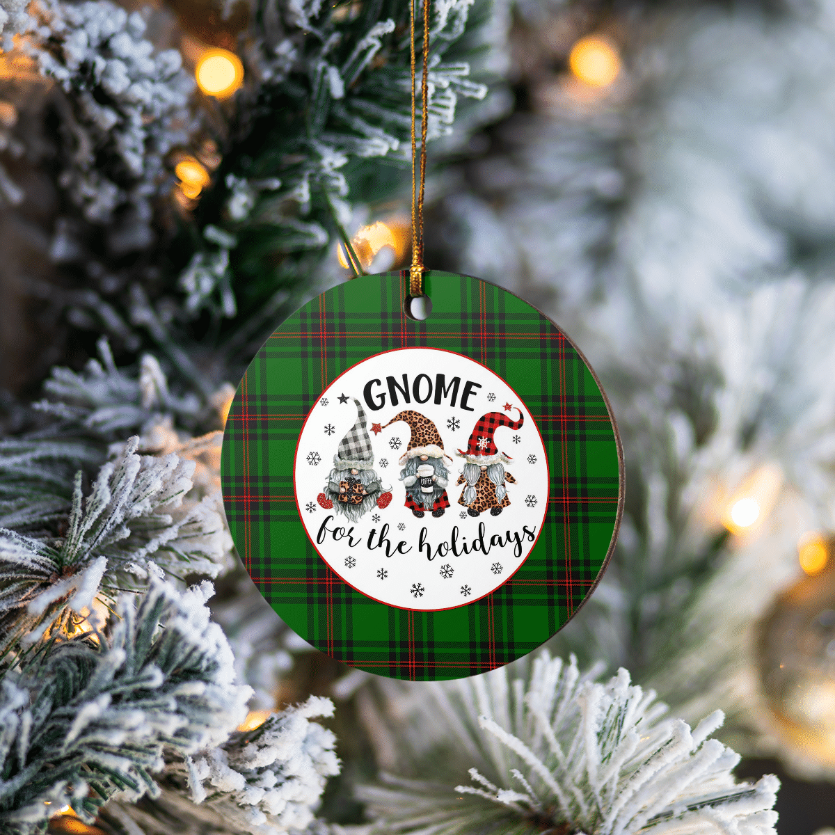 Clan Primrose (Fife) Tartan Tartan Crest Gnome Round Ceramic Ornament ZH32 Primrose (Fife) Tartan Tartan Christmas   