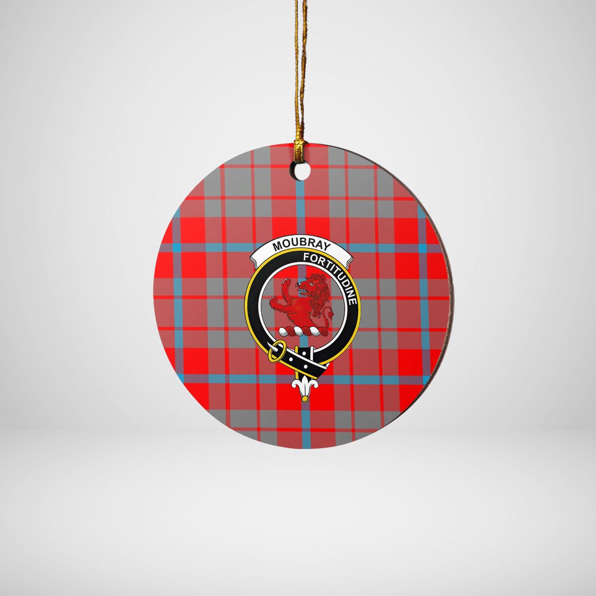 Clan Moubray Tartan Crest Round Ceramic Ornament PT40 Moubray Tartan Tartan Christmas   