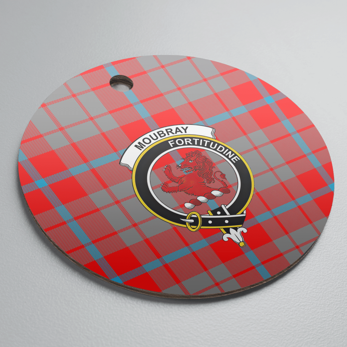 Clan Moubray Tartan Crest Round Ceramic Ornament PT40 Moubray Tartan Tartan Christmas   