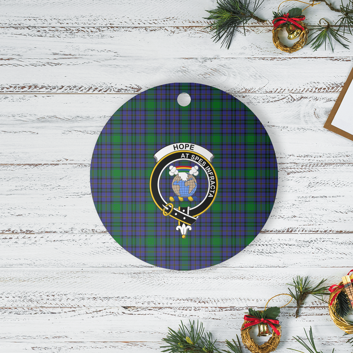 Clan Hope Tartan Crest Round Ceramic Ornament KD33 Hope Tartan Tartan Christmas   