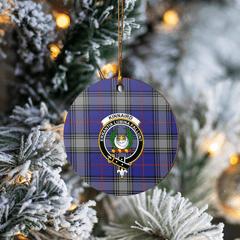 Clan Kinnaird Tartan Crest Round Ceramic Ornament NE63 Kinnaird Tartan Tartan Christmas   