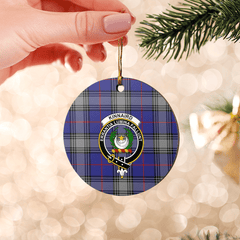 Clan Kinnaird Tartan Crest Round Ceramic Ornament NE63 Kinnaird Tartan Tartan Christmas   