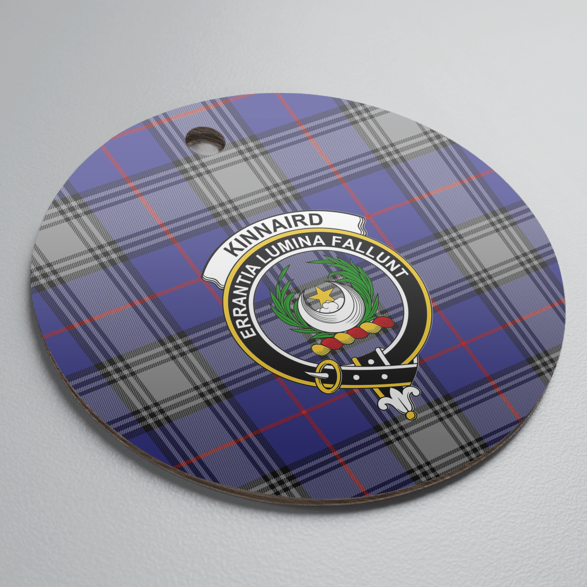 Clan Kinnaird Tartan Crest Round Ceramic Ornament NE63 Kinnaird Tartan Tartan Christmas   