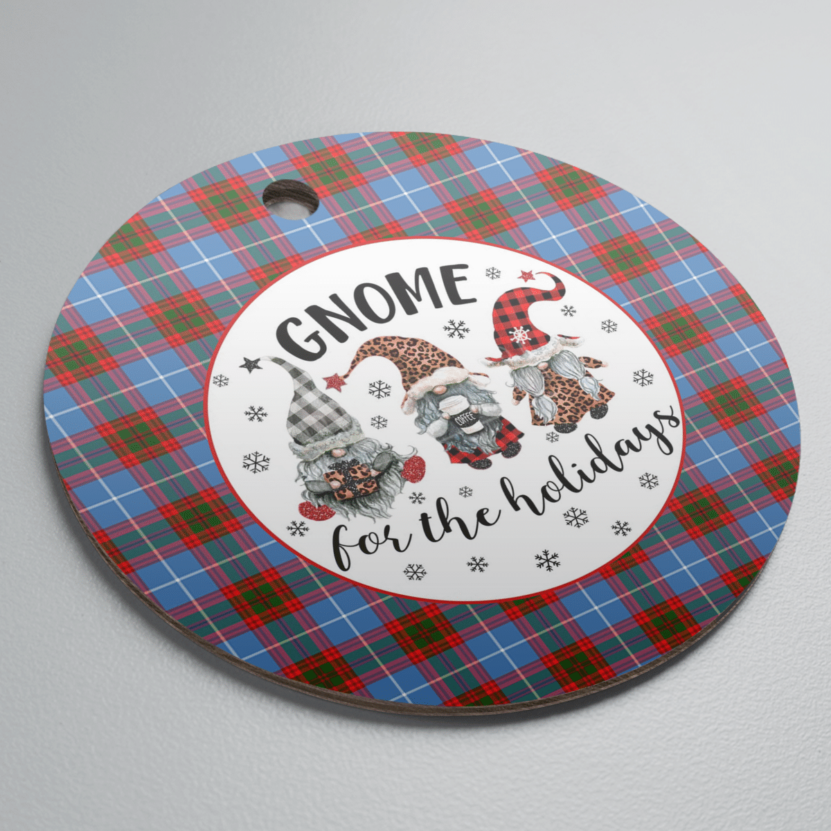 Clan Skirving (Edinburgh) Tartan Tartan Crest Gnome Round Ceramic Ornament DA93 Skirving (Edinburgh) Tartan Tartan Christmas   