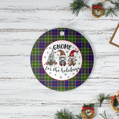 Clan Whitefoord Tartan Tartan Crest Gnome Round Ceramic Ornament VT96 Whitefoord Tartan Tartan Christmas   