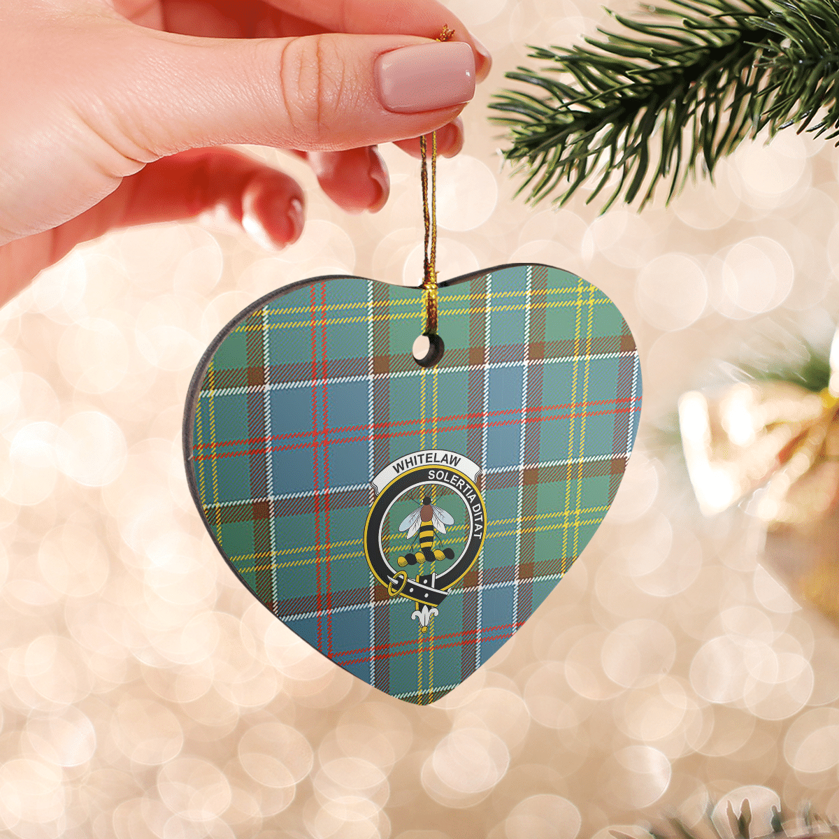 Clan Whitelaw Tartan Crest Heart Ceramic Ornament SM74 Whitelaw Tartan Tartan Christmas   