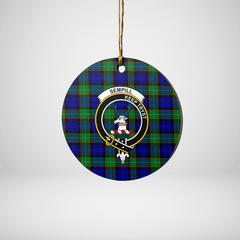 Clan Sempill Modern Tartan Crest Round Ceramic Ornament NQ74 Sempill Modern Tartan Tartan Christmas   