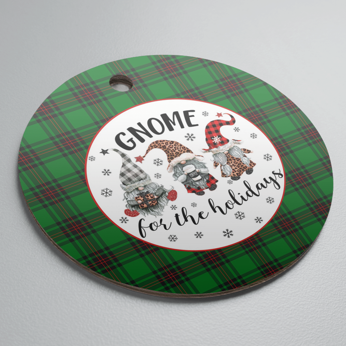 Clan Halkerston Tartan Tartan Crest Gnome Round Ceramic Ornament SG81 Halkerston Tartan Tartan Christmas   