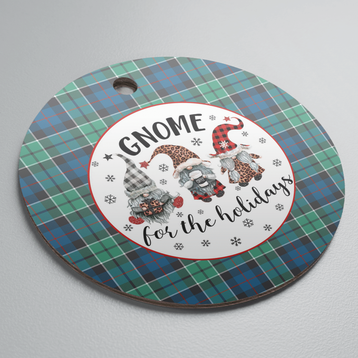 Clan Leslie Hunting Ancient Tartan Tartan Crest Gnome Round Ceramic Ornament XE60 Leslie Hunting Ancient Tartan Tartan Christmas   