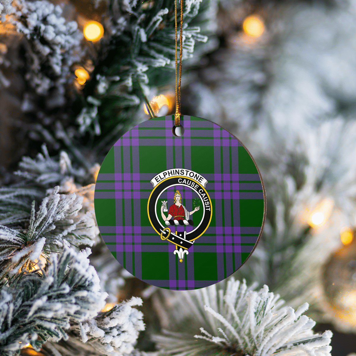 Clan Elphinstone Tartan Crest Round Ceramic Ornament NW51 Elphinstone Tartan Tartan Christmas   