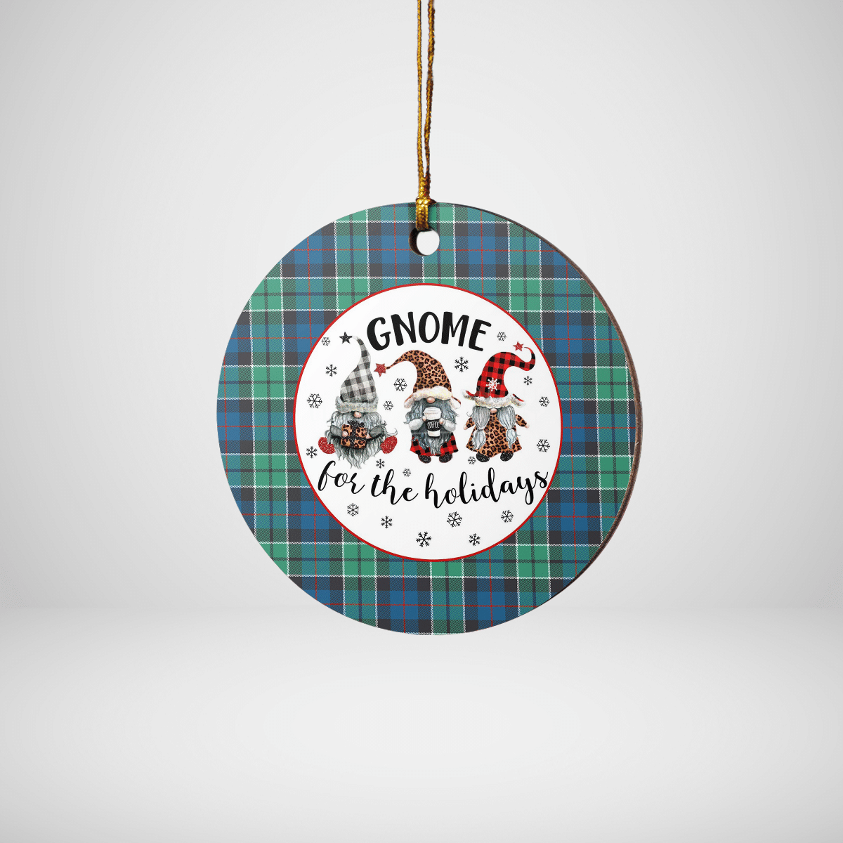 Clan Leslie Hunting Ancient Tartan Tartan Crest Gnome Round Ceramic Ornament XE60 Leslie Hunting Ancient Tartan Tartan Christmas   