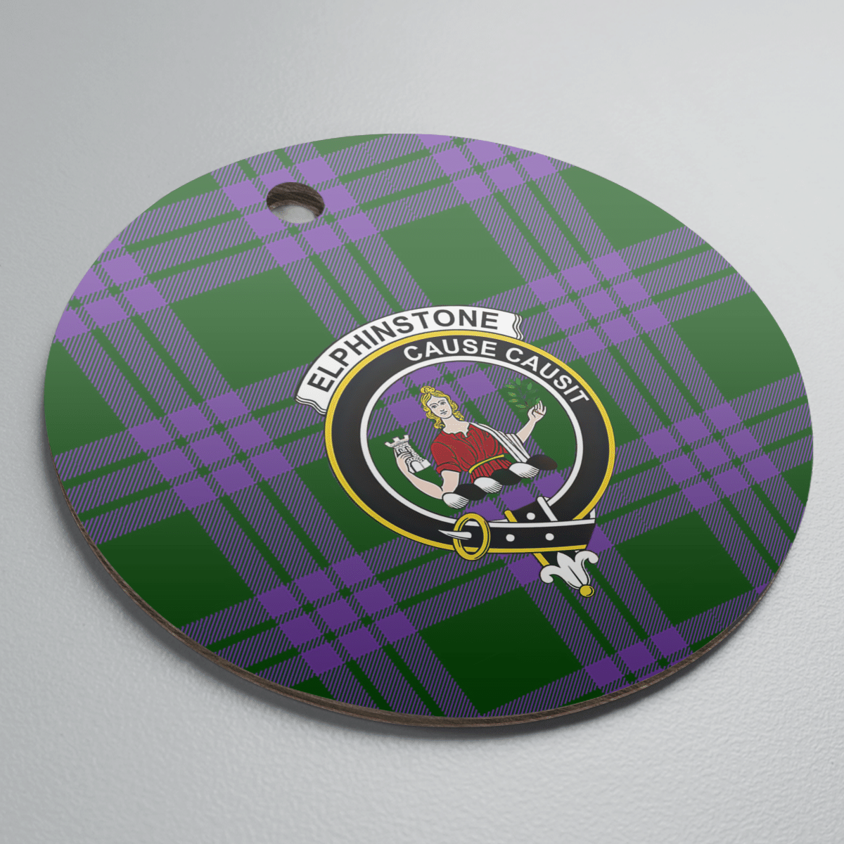 Clan Elphinstone Tartan Crest Round Ceramic Ornament NW51 Elphinstone Tartan Tartan Christmas   