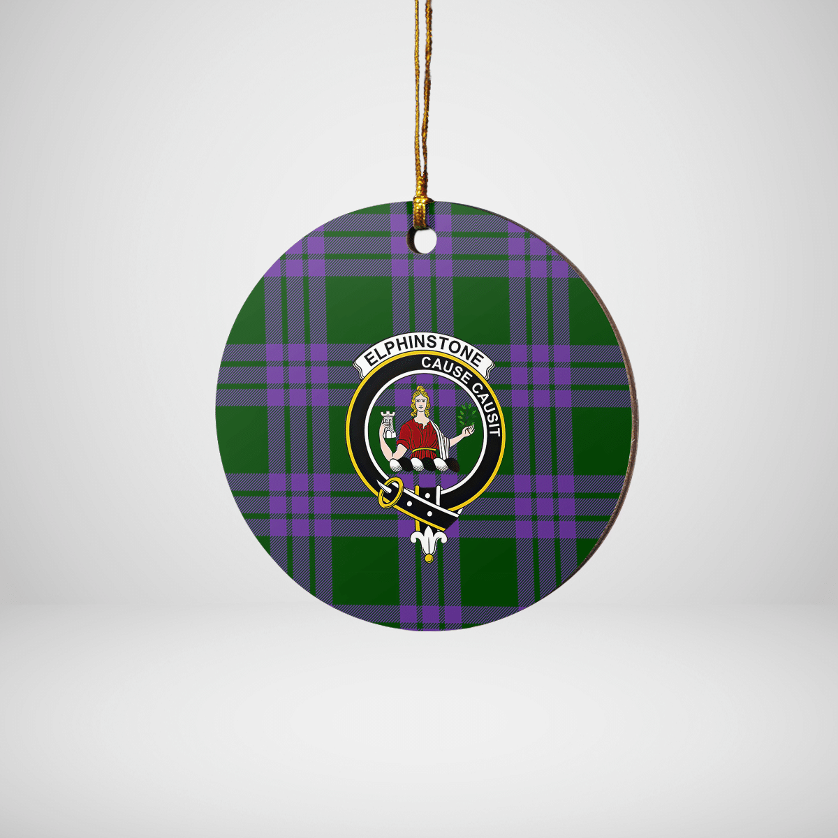 Clan Elphinstone Tartan Crest Round Ceramic Ornament NW51 Elphinstone Tartan Tartan Christmas   