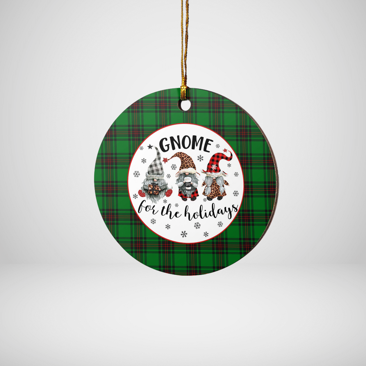 Clan Halkerston Tartan Tartan Crest Gnome Round Ceramic Ornament SG81 Halkerston Tartan Tartan Christmas   