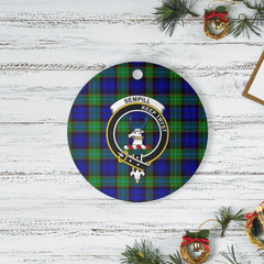 Clan Sempill Modern Tartan Crest Round Ceramic Ornament NQ74 Sempill Modern Tartan Tartan Christmas   