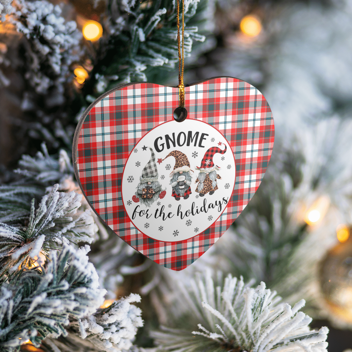 Clan Glasgow District Tartan Tartan Crest Gnome Heart Ceramic Ornament TT97 Glasgow District Tartan Tartan Christmas   