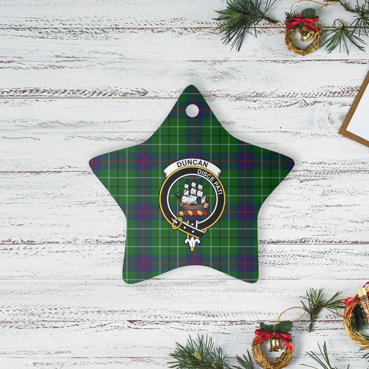 Clan Duncan Modern Tartan Crest Star Ceramic Ornament YC54 Duncan Modern Tartan Tartan Christmas   