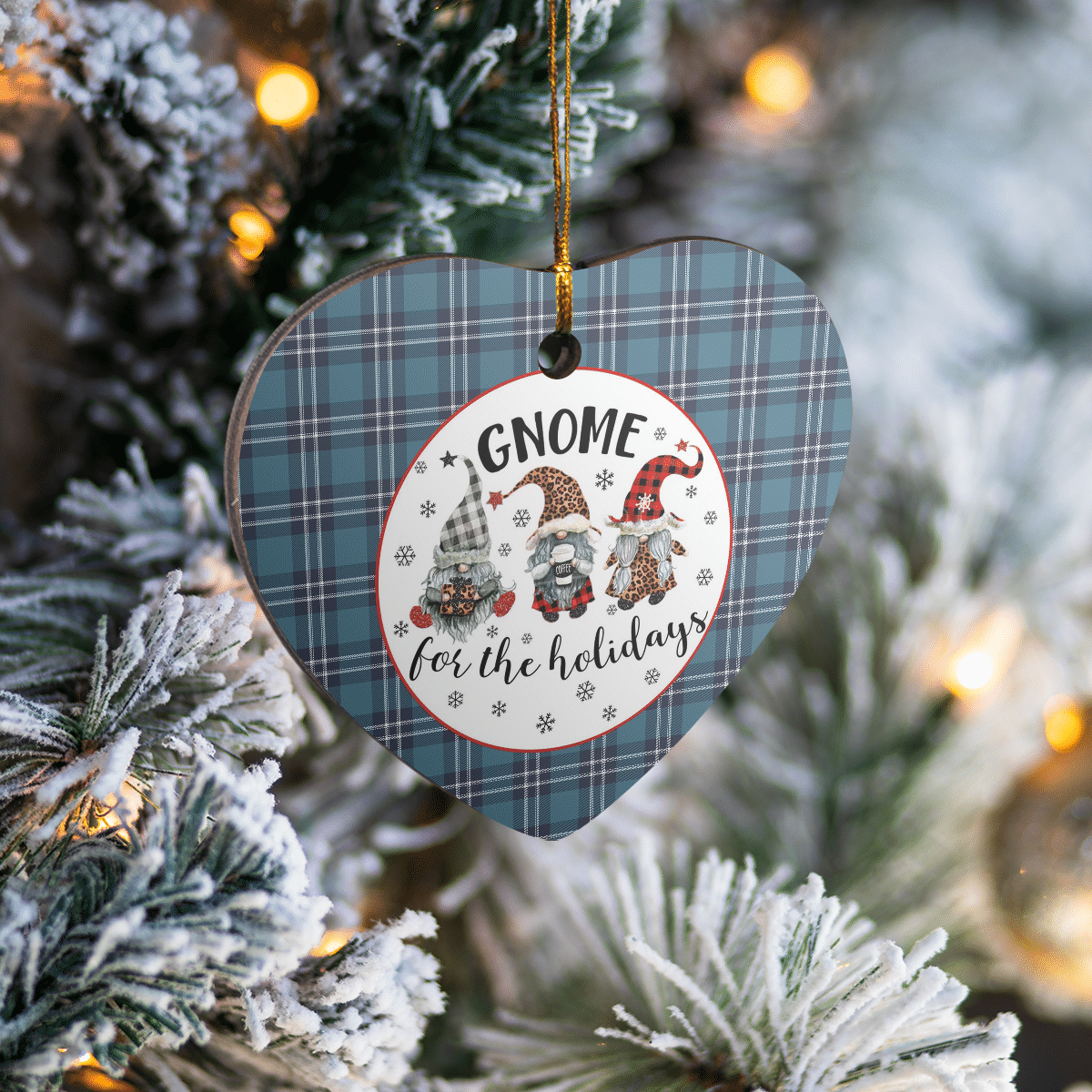 Clan Earl of St Andrews Tartan Tartan Crest Gnome Heart Ceramic Ornament LT47 Earl of St Andrews Tartan Tartan Christmas   