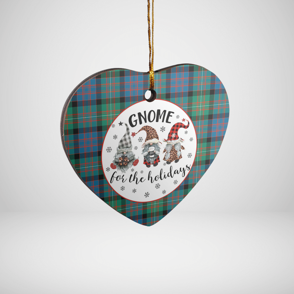 Clan MacDonnell of Glengarry Ancient Tartan Tartan Crest Gnome Heart Ceramic Ornament PL79 MacDonnell of Glengarry Ancient Tartan Tartan Christmas   