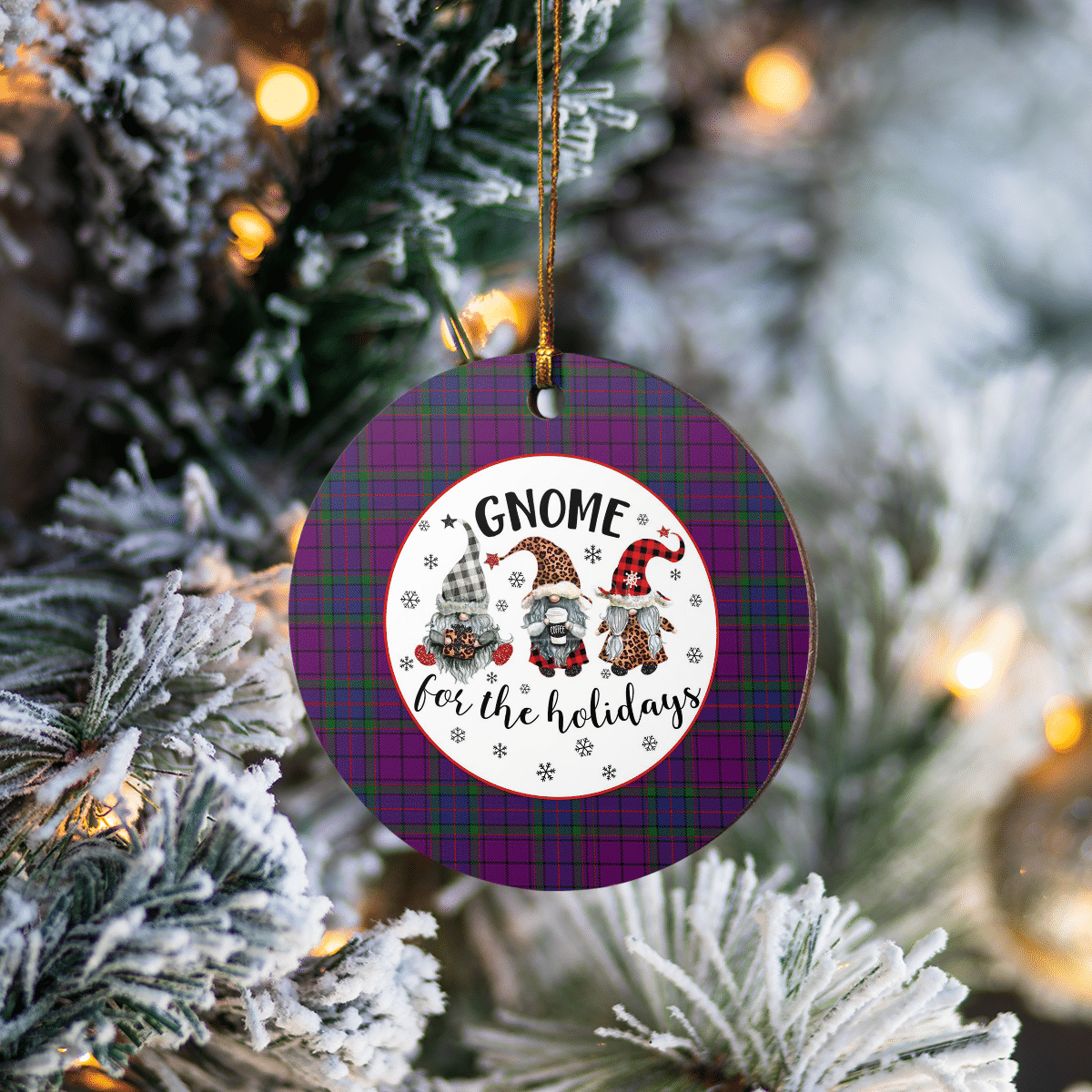 Clan Wardlaw Tartan Tartan Crest Gnome Round Ceramic Ornament KP16 Wardlaw Tartan Tartan Christmas   