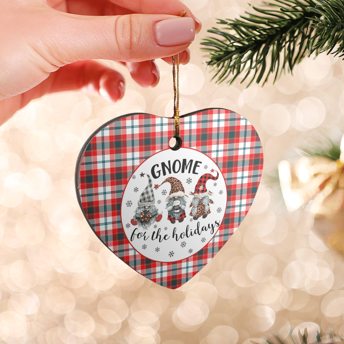 Clan Glasgow District Tartan Tartan Crest Gnome Heart Ceramic Ornament TT97 Glasgow District Tartan Tartan Christmas   