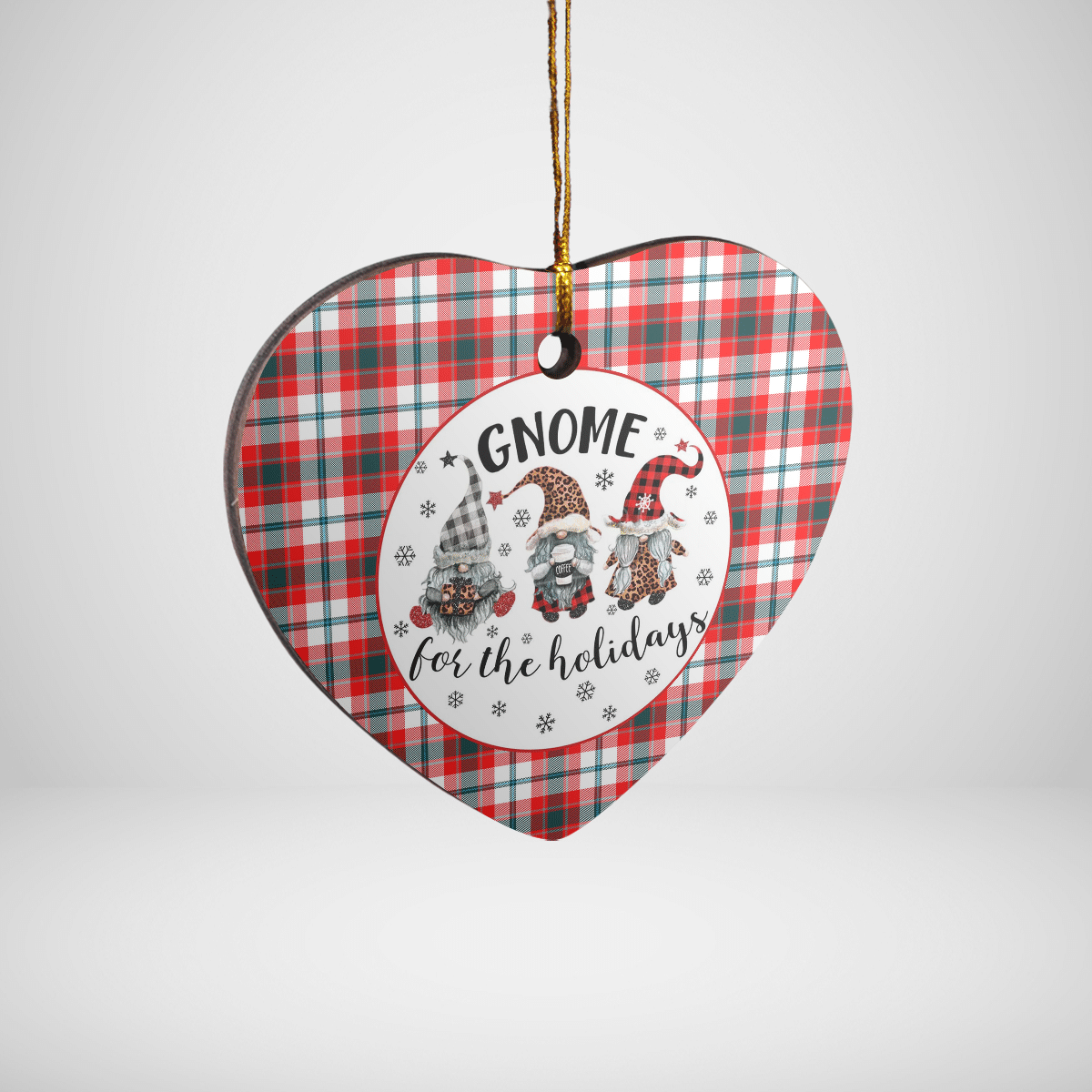 Clan Glasgow District Tartan Tartan Crest Gnome Heart Ceramic Ornament TT97 Glasgow District Tartan Tartan Christmas   