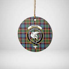 Clan Norvel (Stirling) Tartan Crest Round Ceramic Ornament XX71 Norvel (Stirling) Tartan Tartan Christmas   