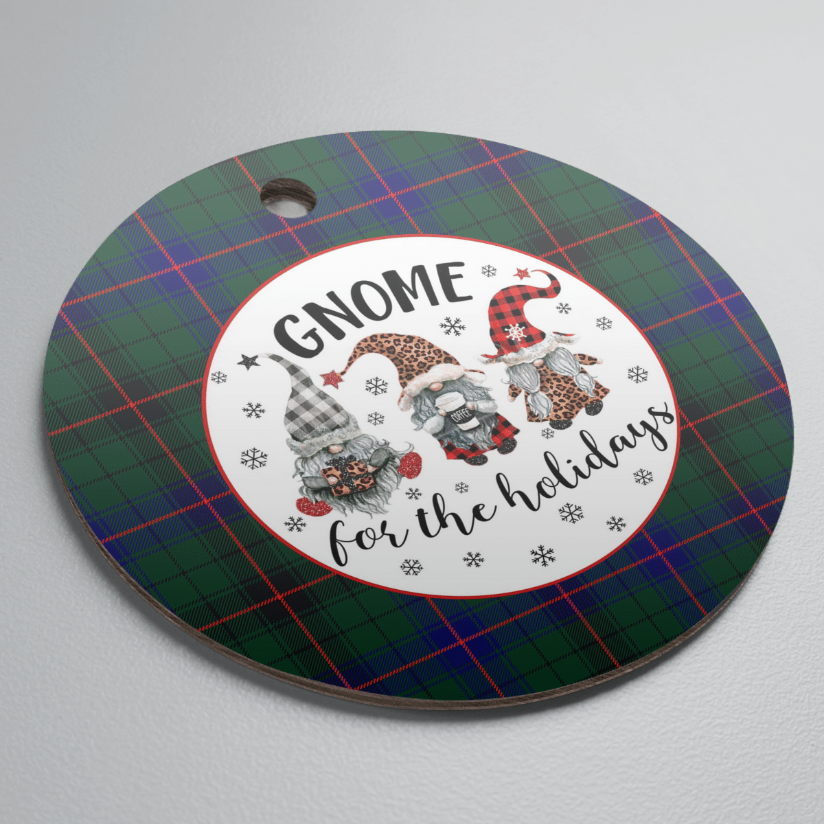 Clan Davidson Modern Tartan Tartan Crest Gnome Round Ceramic Ornament JH98 Davidson Modern Tartan Tartan Christmas   