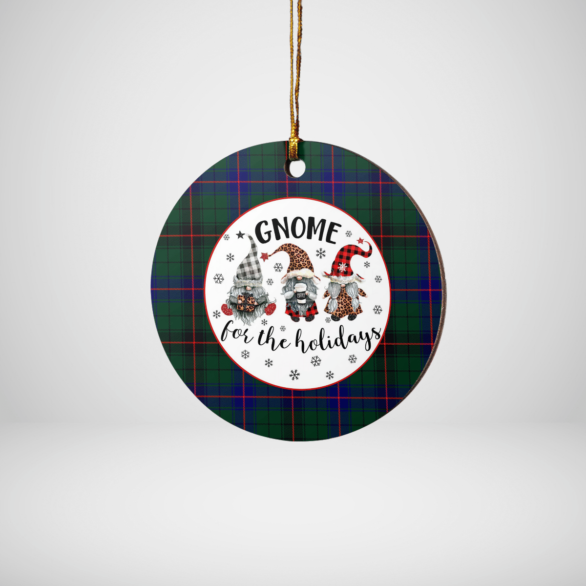 Clan Davidson Modern Tartan Tartan Crest Gnome Round Ceramic Ornament JH98 Davidson Modern Tartan Tartan Christmas   