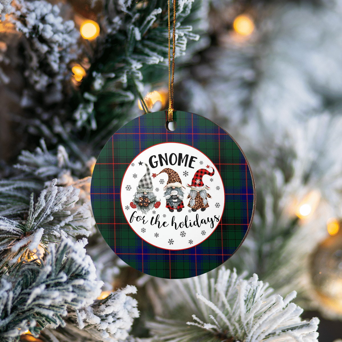 Clan Davidson Modern Tartan Tartan Crest Gnome Round Ceramic Ornament JH98 Davidson Modern Tartan Tartan Christmas   