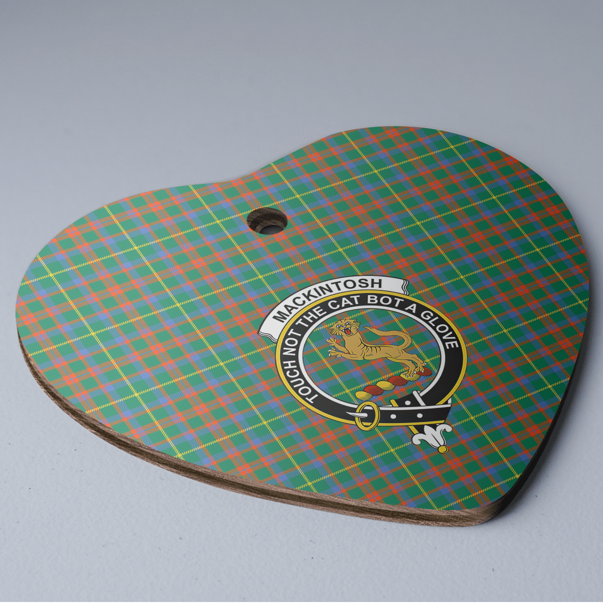 Clan MacKintosh Hunting Ancient Tartan Crest Heart Ceramic Ornament XA73 MacKintosh Hunting Ancient Tartan Tartan Christmas   