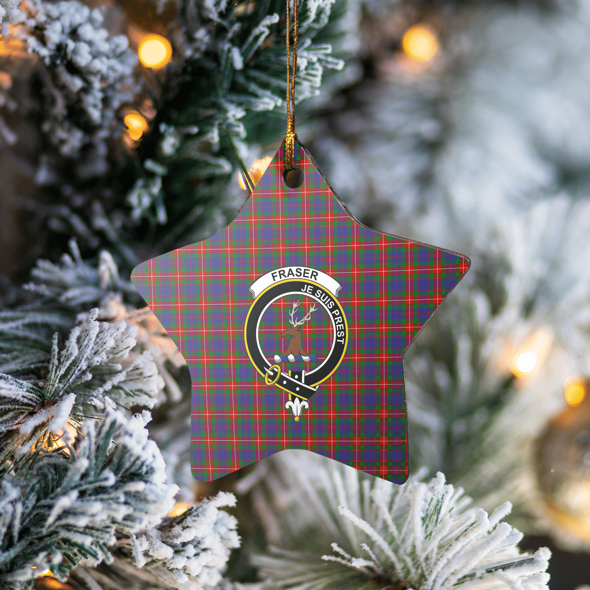 Clan Fraser of Lovat Tartan Crest Star Ceramic Ornament RR60 Fraser of Lovat Tartan Tartan Christmas   