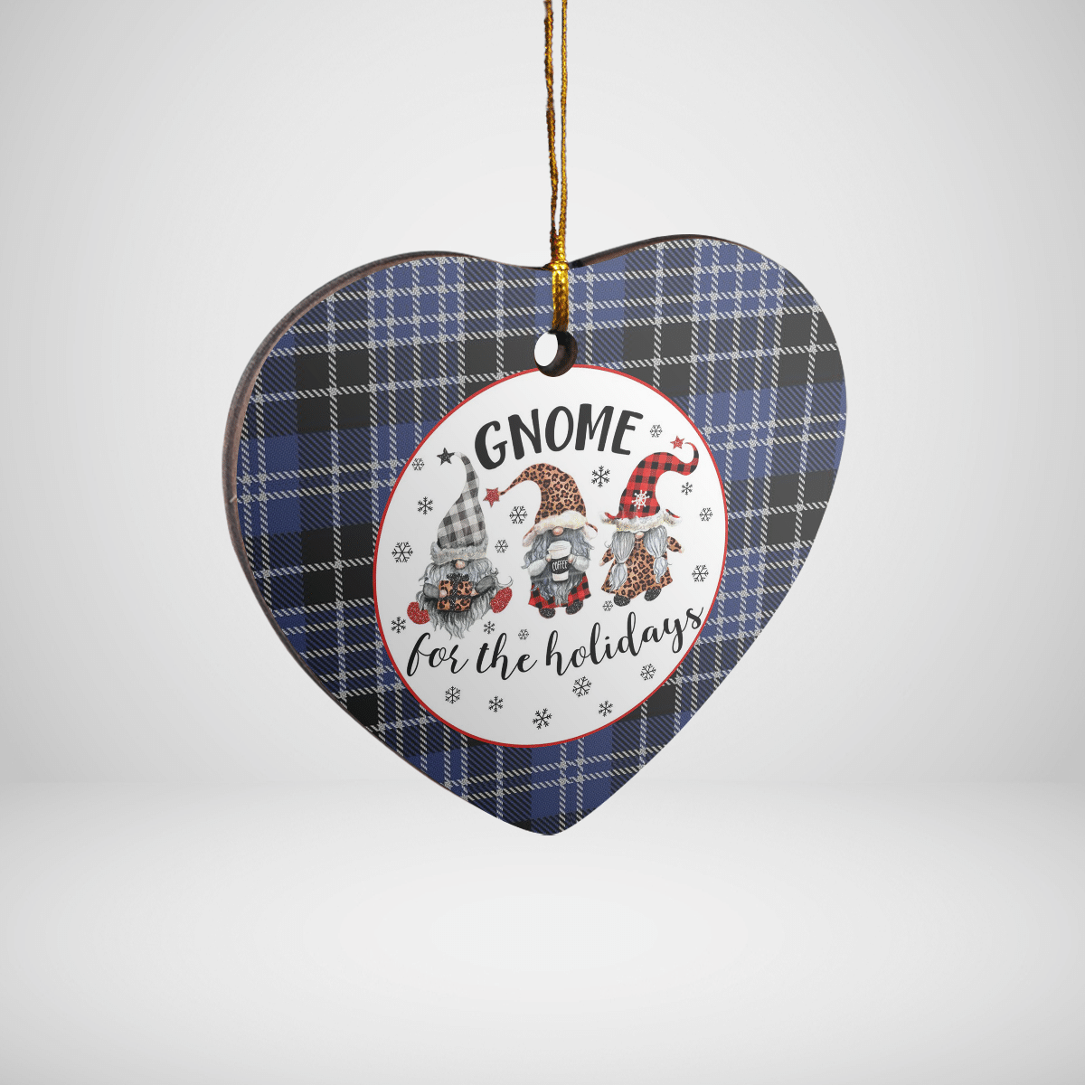 Clan Clark 1 Tartan Tartan Crest Gnome Heart Ceramic Ornament KX20 Clark 1 Tartan Tartan Christmas   