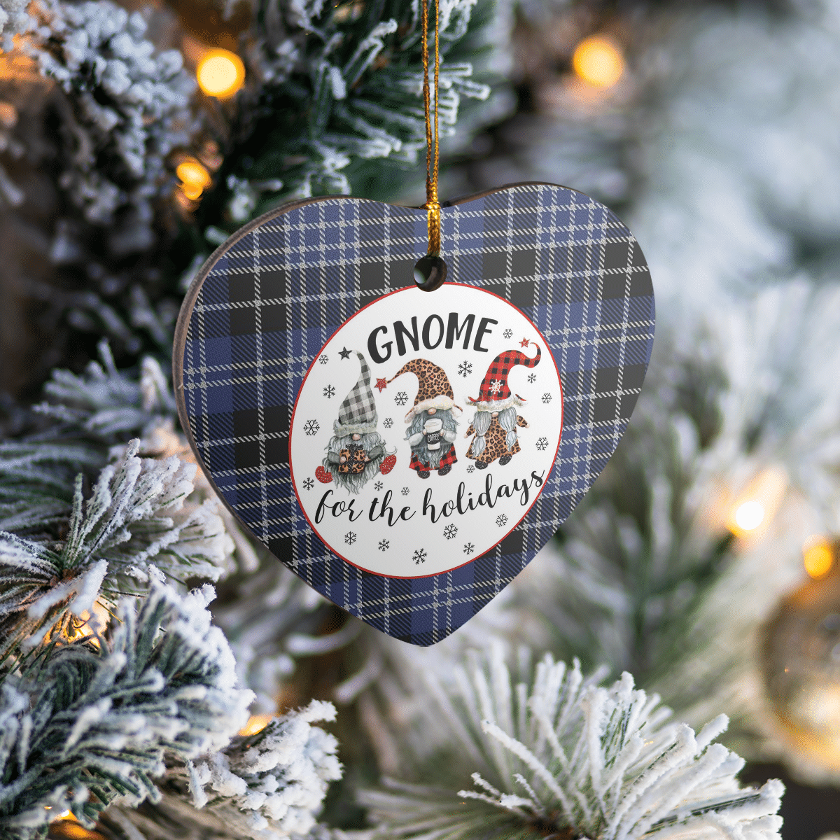 Clan Clark 1 Tartan Tartan Crest Gnome Heart Ceramic Ornament KX20 Clark 1 Tartan Tartan Christmas   