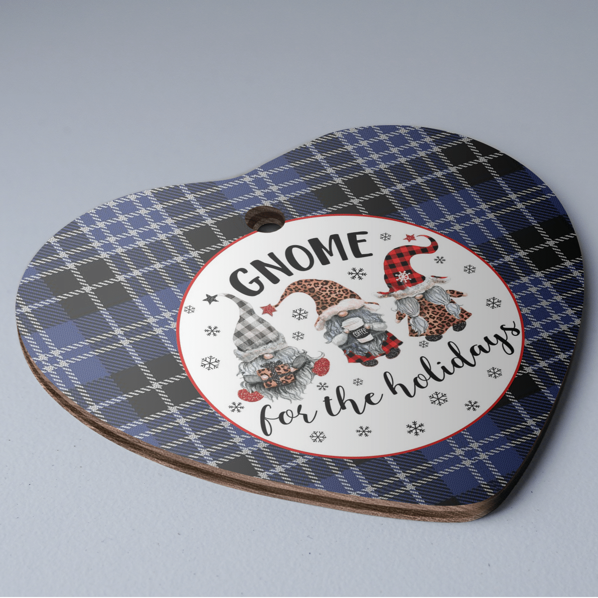 Clan Clark 1 Tartan Tartan Crest Gnome Heart Ceramic Ornament KX20 Clark 1 Tartan Tartan Christmas   