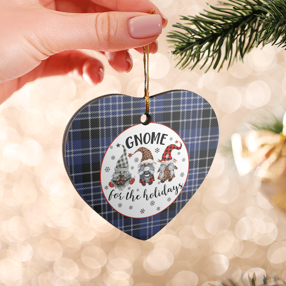 Clan Clark 1 Tartan Tartan Crest Gnome Heart Ceramic Ornament KX20 Clark 1 Tartan Tartan Christmas   