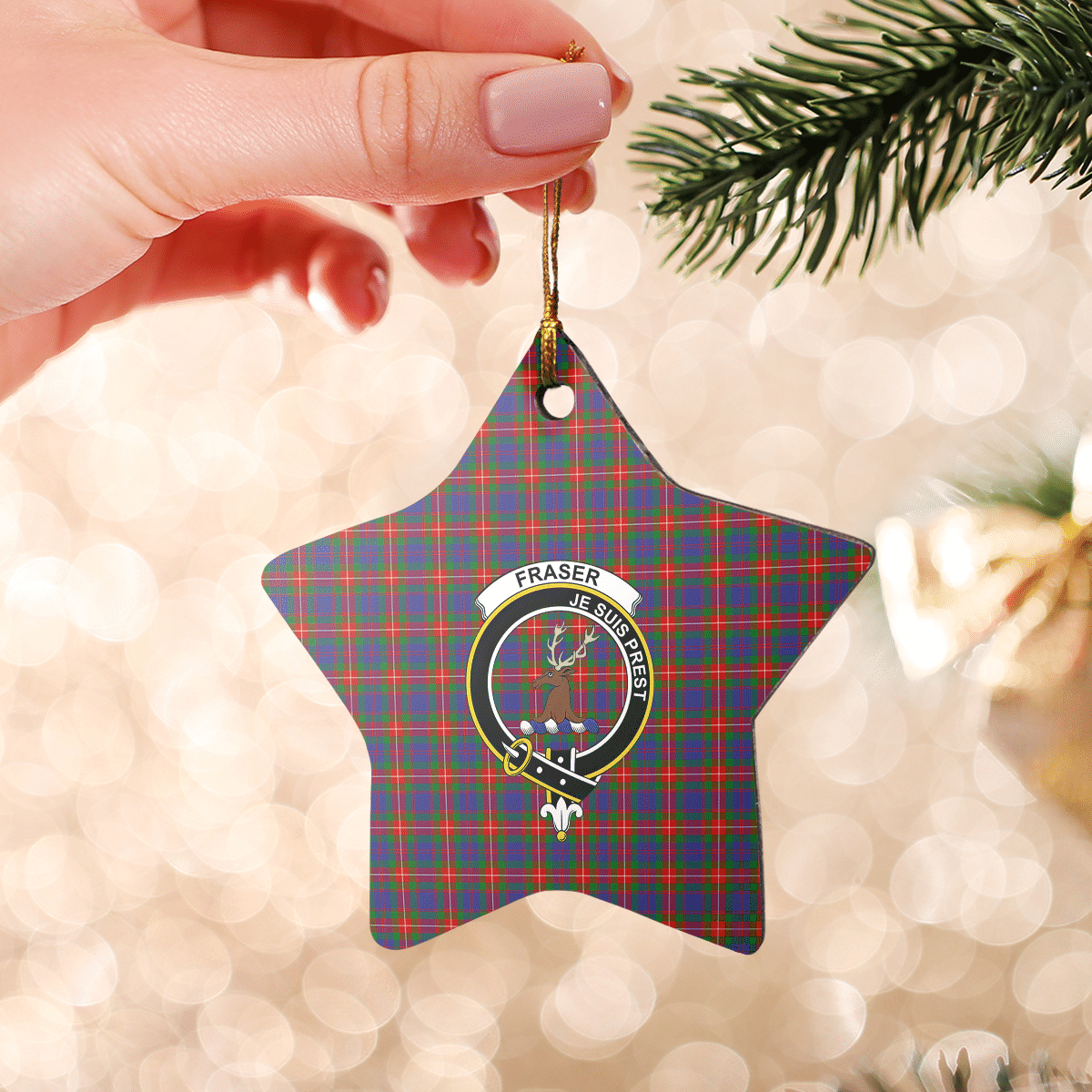 Clan Fraser of Lovat Tartan Crest Star Ceramic Ornament RR60 Fraser of Lovat Tartan Tartan Christmas   