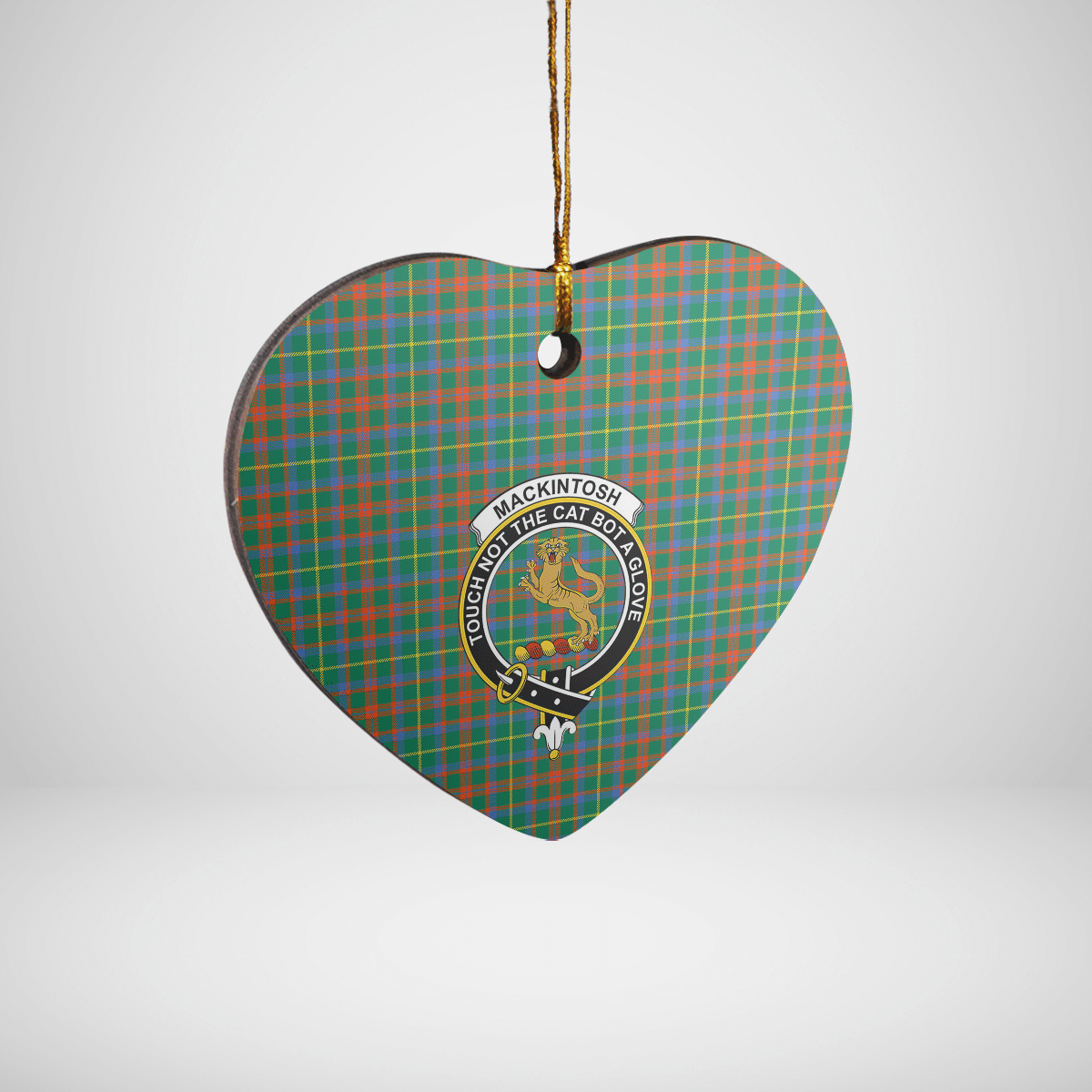 Clan MacKintosh Hunting Ancient Tartan Crest Heart Ceramic Ornament XA73 MacKintosh Hunting Ancient Tartan Tartan Christmas   